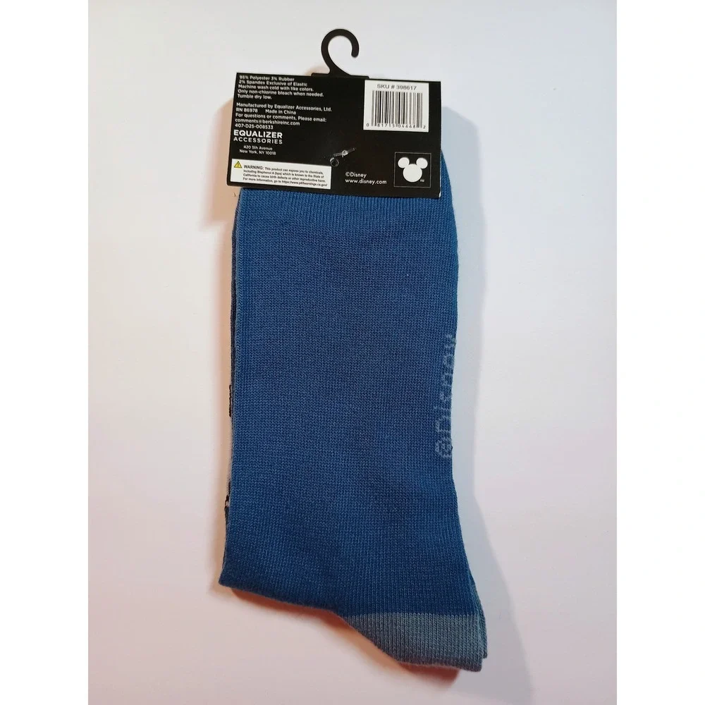 Disney Eeyore Crew Socks Size 9-13 Blue Character Print Polyester‎ Spandex New